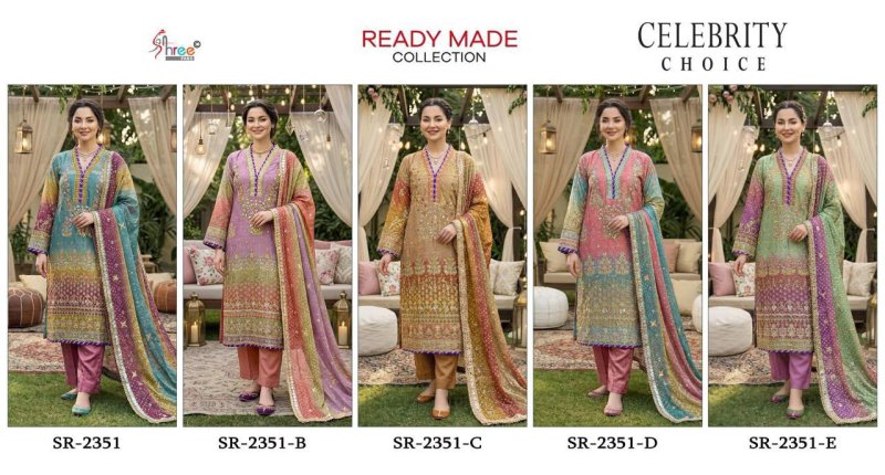 Sr 2351 A To E By Shree Raga Chiffon Readymade Pakistani Suits 